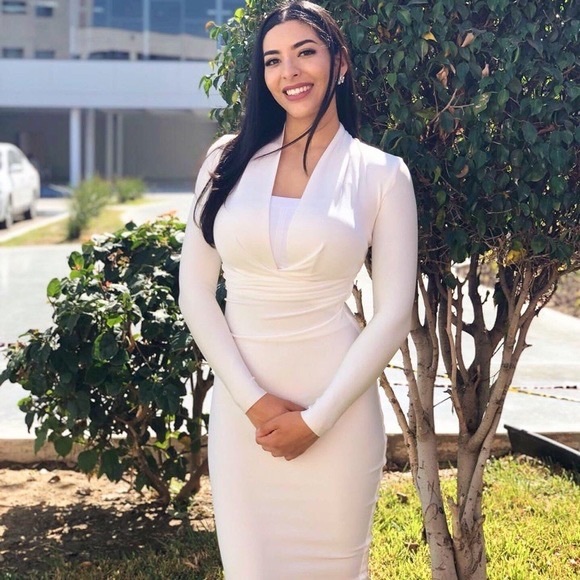 House of CB FRANCESCA WHITE DRAPED BANDAGE DRESS - Picture 8 of 11